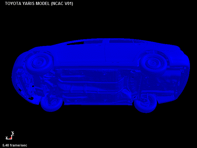 NCAC Toyota Yaris NCAP model / Stress Wave propagation simulation / ls-dyna