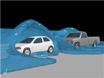 Tsunami hits 2cars / simulation