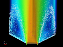 Particle's motion in the air flow simulation