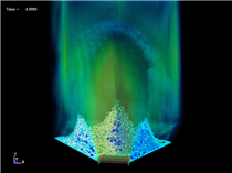 Particle's motion in the air flow simulation