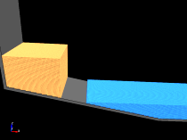 Sediment collapse and flow behavior to dam