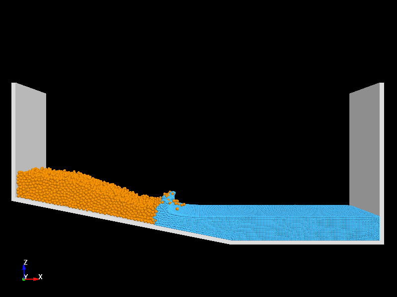  Sediment collapse and flow behavior to dam