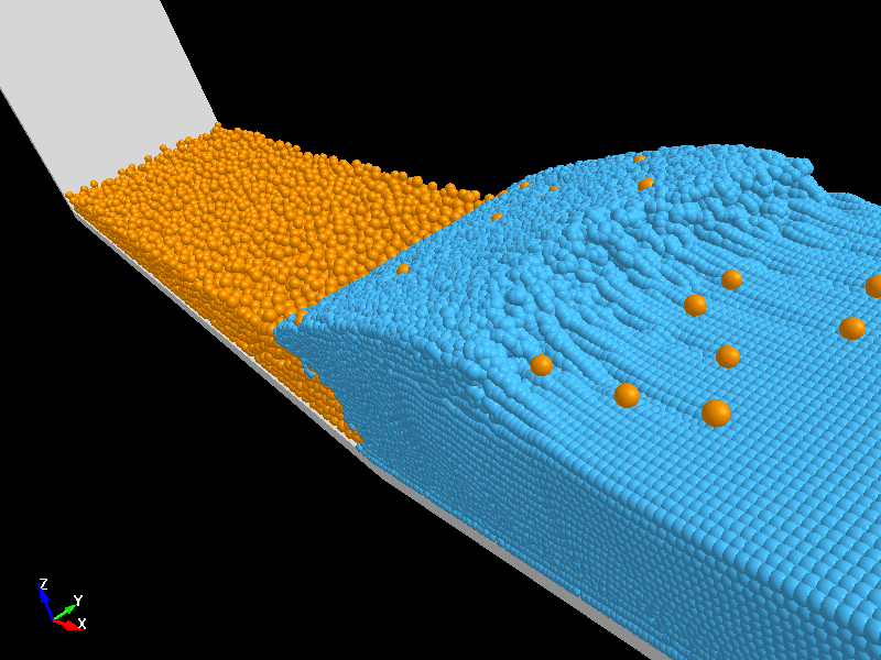  Sediment collapse and flow behavior to dam