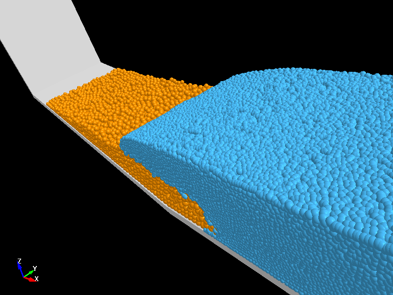  Sediment collapse and flow behavior to dam