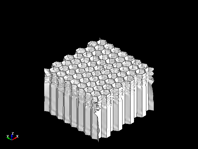  Deformation behavior for axial compression of aluminum honeycomb 