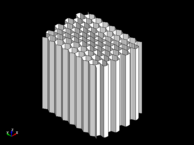  Deformation behavior for axial compression of aluminum honeycomb in orthogonal direction (X) 