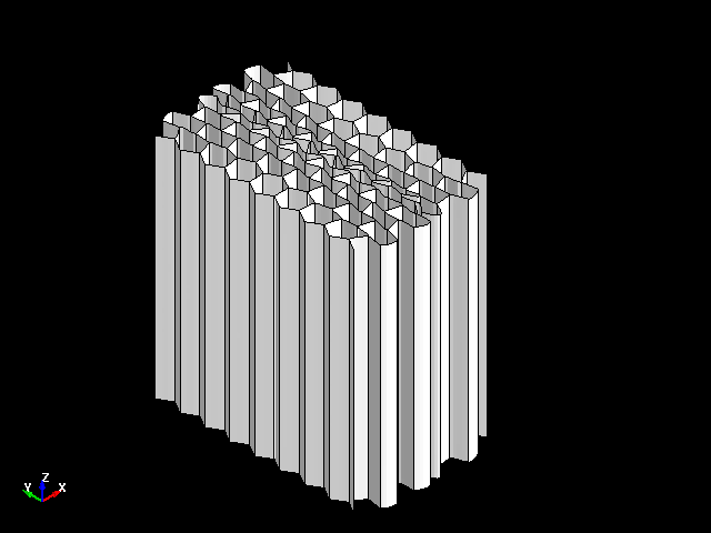  Deformation behavior for axial compression of aluminum honeycomb in orthogonal direction (X) 