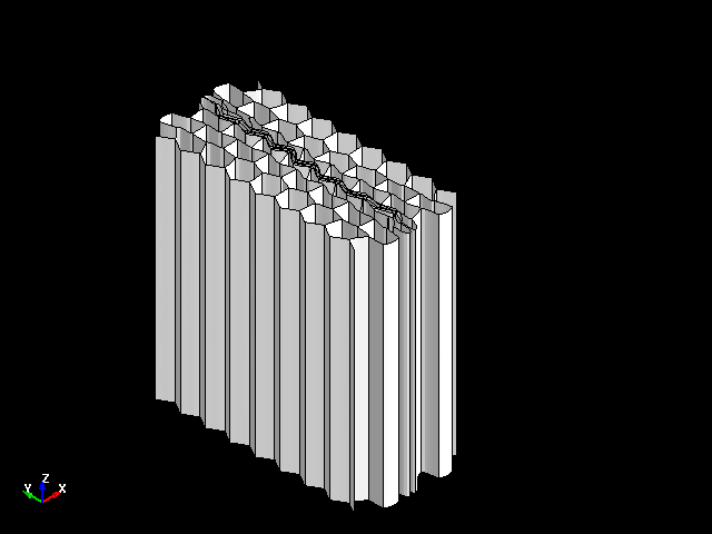  Deformation behavior for axial compression of aluminum honeycomb in orthogonal direction (X) 