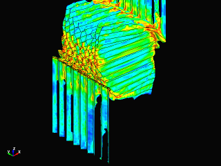 XZ Shear deformation of aluminum honeycomb