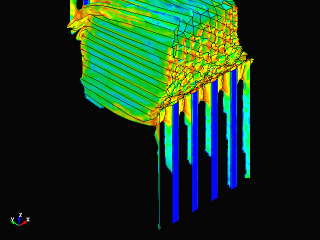 YZ Shear deformation of aluminum honeycomb