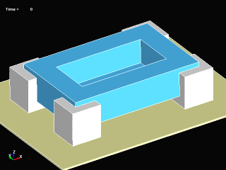 Drop impact energy absorbing test simulation with foamed material parts