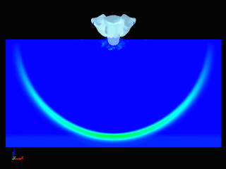 Shockwave propagation due to underwater explosion simulation