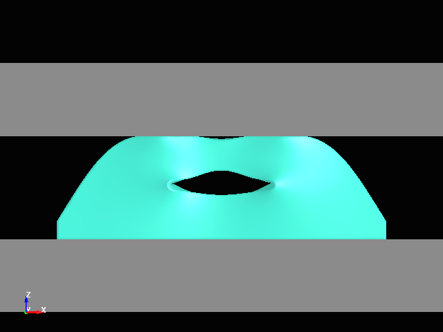  Compression analysis of trapezoidal rubber with hole opening